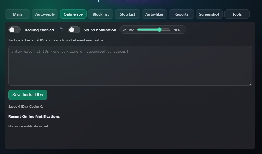 Online Spy tab screenshot